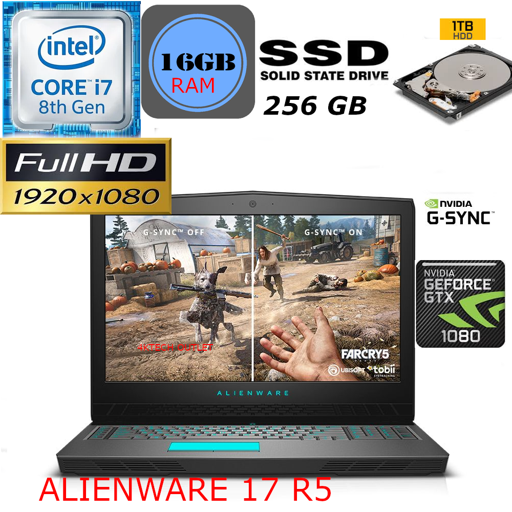 Alienware 17 R5 : Core i7-8750H | GTX 1080 |16GB |256GB SSD + 1TB HDD |17.3" FHD