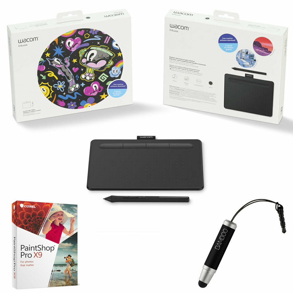 Wacom Intuos Creative Pen Small Black Tablet w/ Corel Paint Shop Pro Bundle