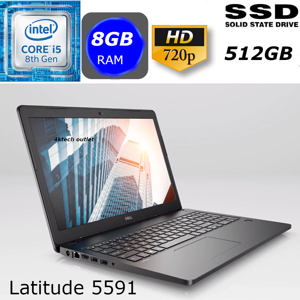 Dell latitude 5591 i5-8400H 2.6GHZ 8GB 512GB SSD HD 15.6' HDF 720P W10 P 1YR WTY
