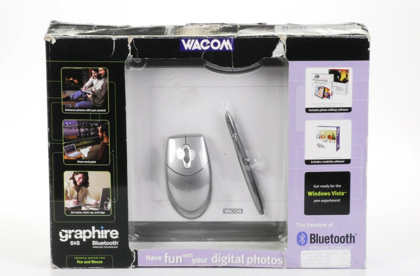 Wacom Graphire 6x8 BlueTooth Wireless USB Graphics Drawing Tablet - Mouse - Pen