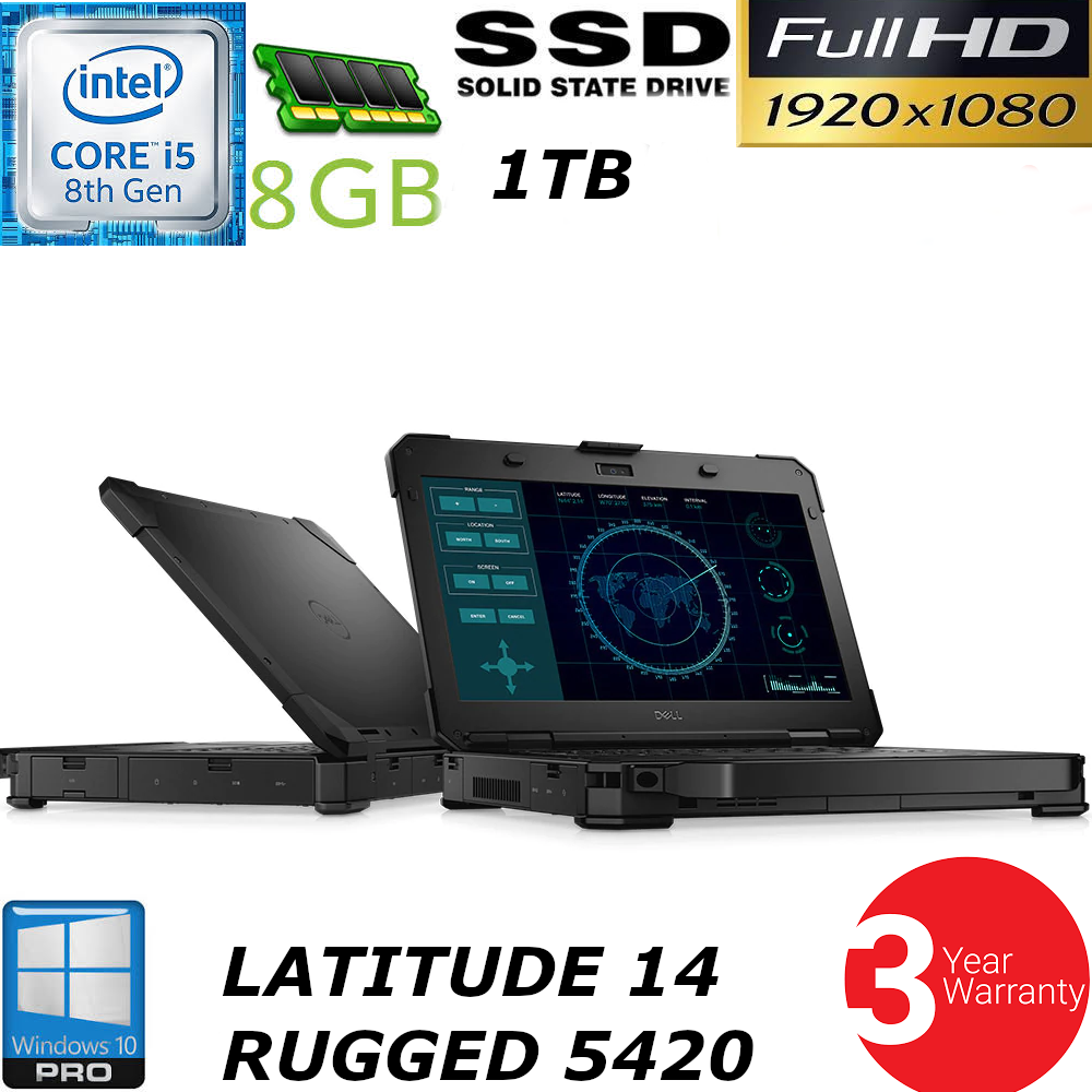 Dell Latitude 14 Rugged 5420 ATG i5-8350U FHD 1080P 1TB SSD HD 8GB 3YR WTY 5414