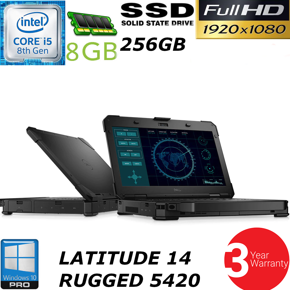 Dell Latitude 14 Rugged 5420 ATG i5-8350U FHD 1080P 256GB SSD HD 8GB 3YR Wt 5414