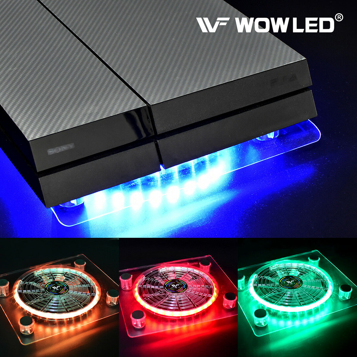 USB LED Multi-color RGB Cooler Cooling Fan Stand for PS4 Pro XBOX One X Laptop