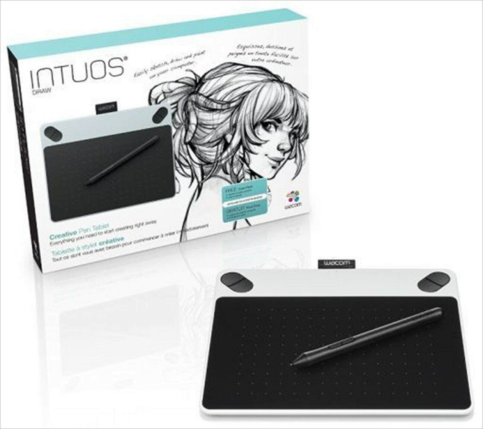 WACOM Pen tablet Intuos Draw Introduction to drawing S white CTL-490/ W0 USED
