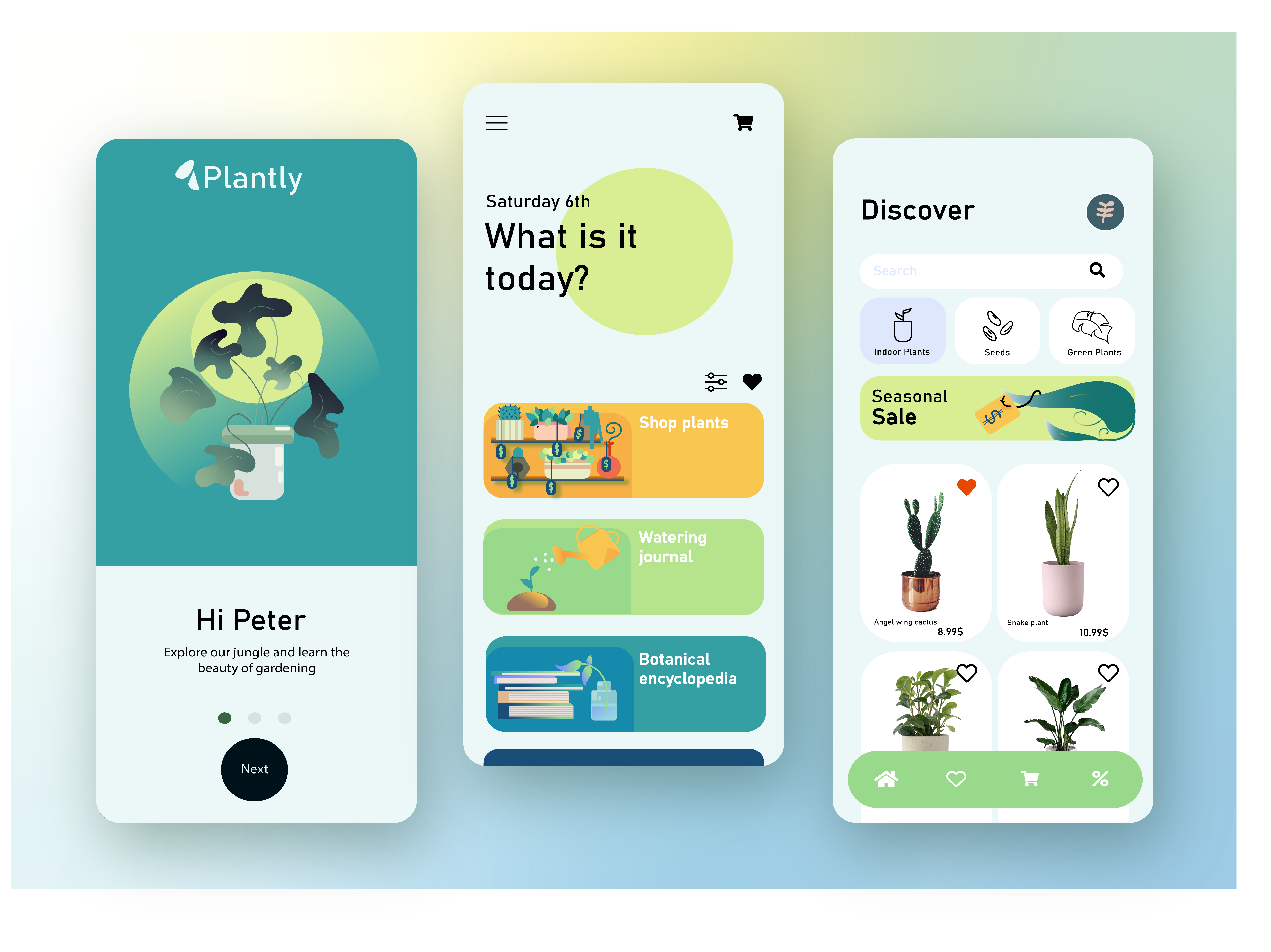 Hello beginner here! I'd love some critique and feedback on my latest UI/UX design based on a plant app - Plantly. It's an app where you can buy plants, search for info about them and keep track of their daily needs. Thank you for feedback in advance!!!