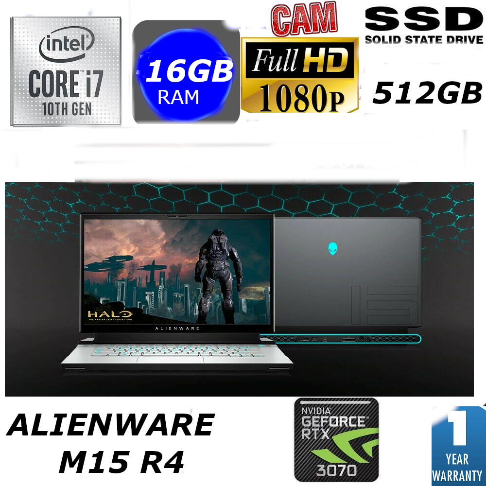 Alienware m15 R4 (2021) 15.6" FHD i7-10870H 2.2GHz 16GB 512GB SSD RTX 3070 1YRWY