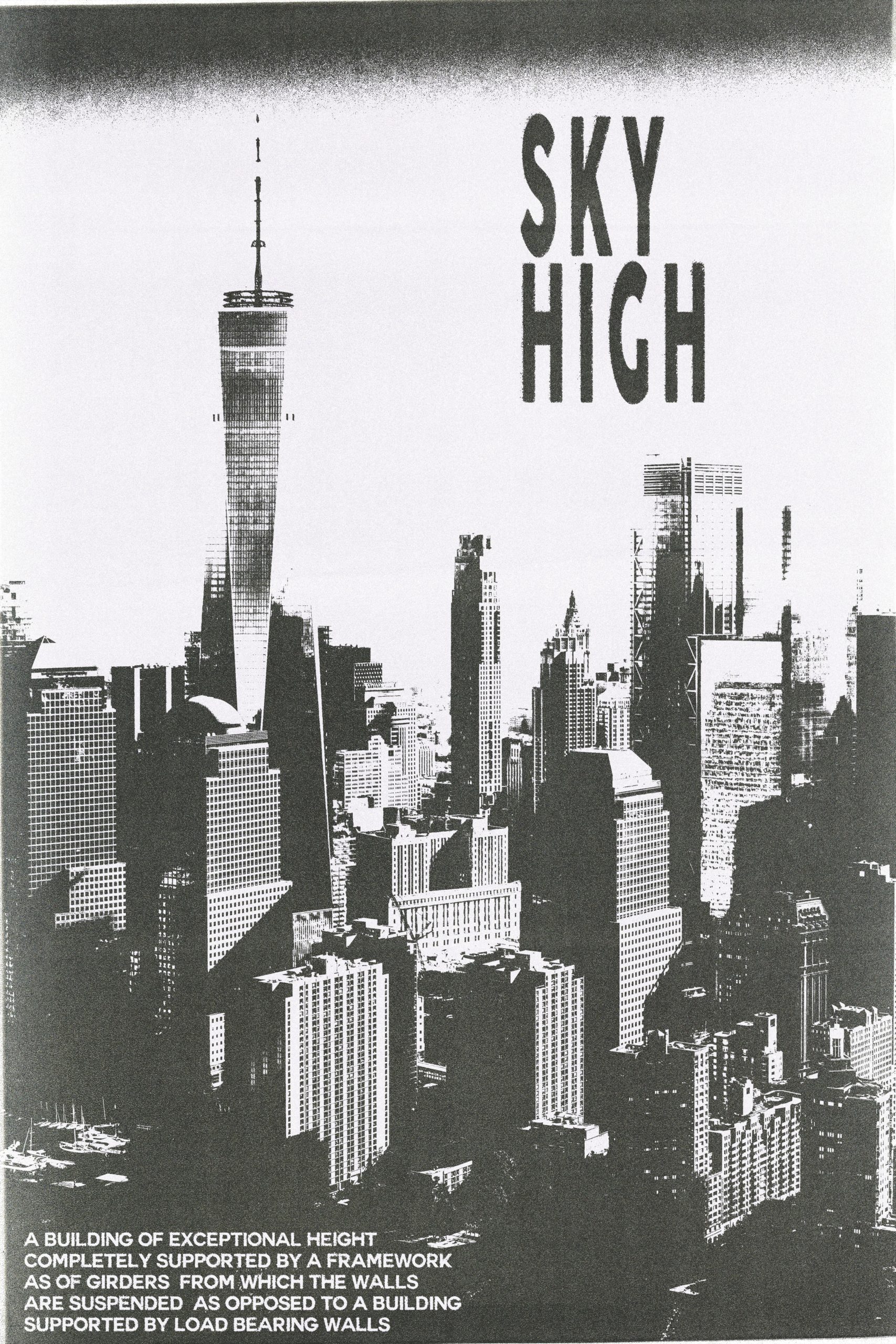 Skyscraper poster design /inkbleed text effect in use