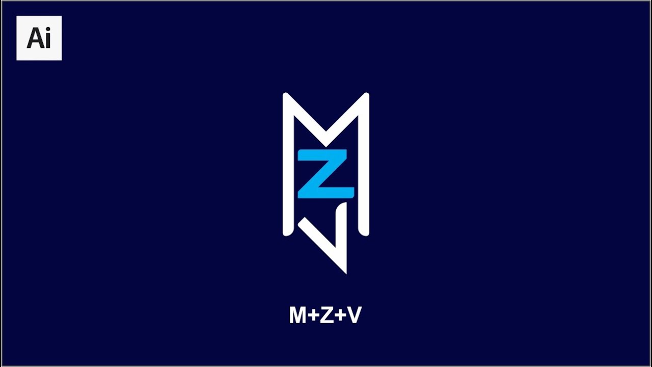 Modern MZV Letter Logo Design in  Adobe Illustrator Tutorials | BY Zakki Graphics |