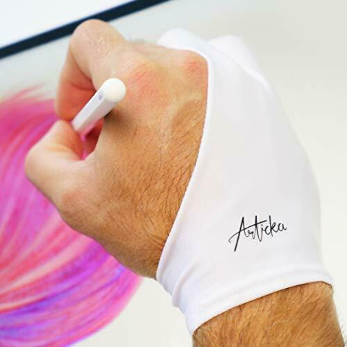 Artist Glove for Drawing Tablet (Two-Finger for Right/Left Hand) White (Medium)