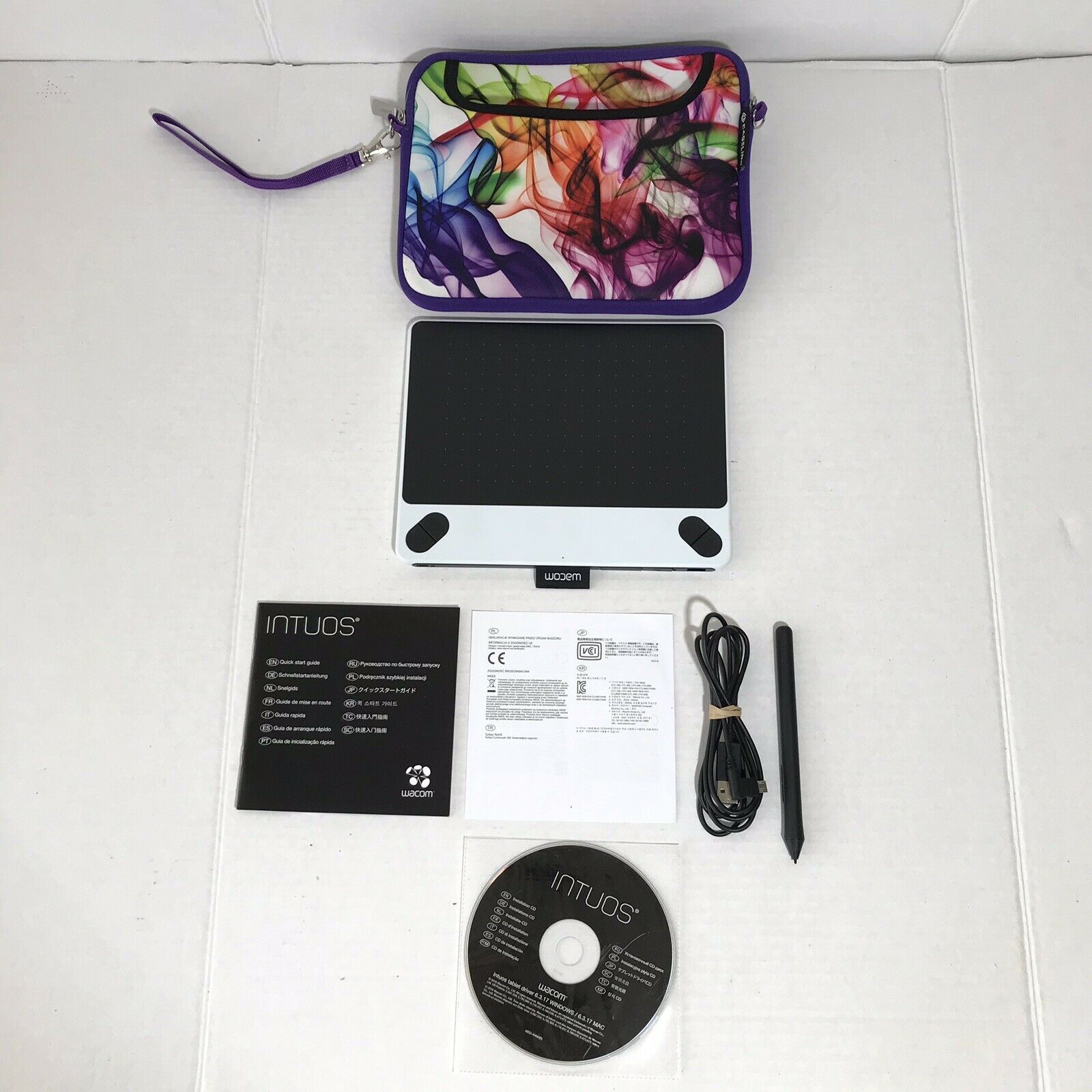 Wacom Intuos Draw CTL-490 White Creative Pen Digital Touch Tablet + Sync Cord CD