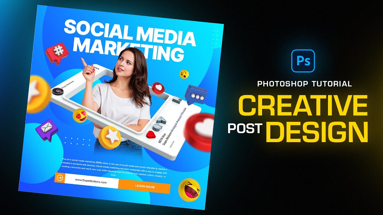 Make TRENDY Social Media Post Design in Photoshop | Photoshop Tutorials in Hindi