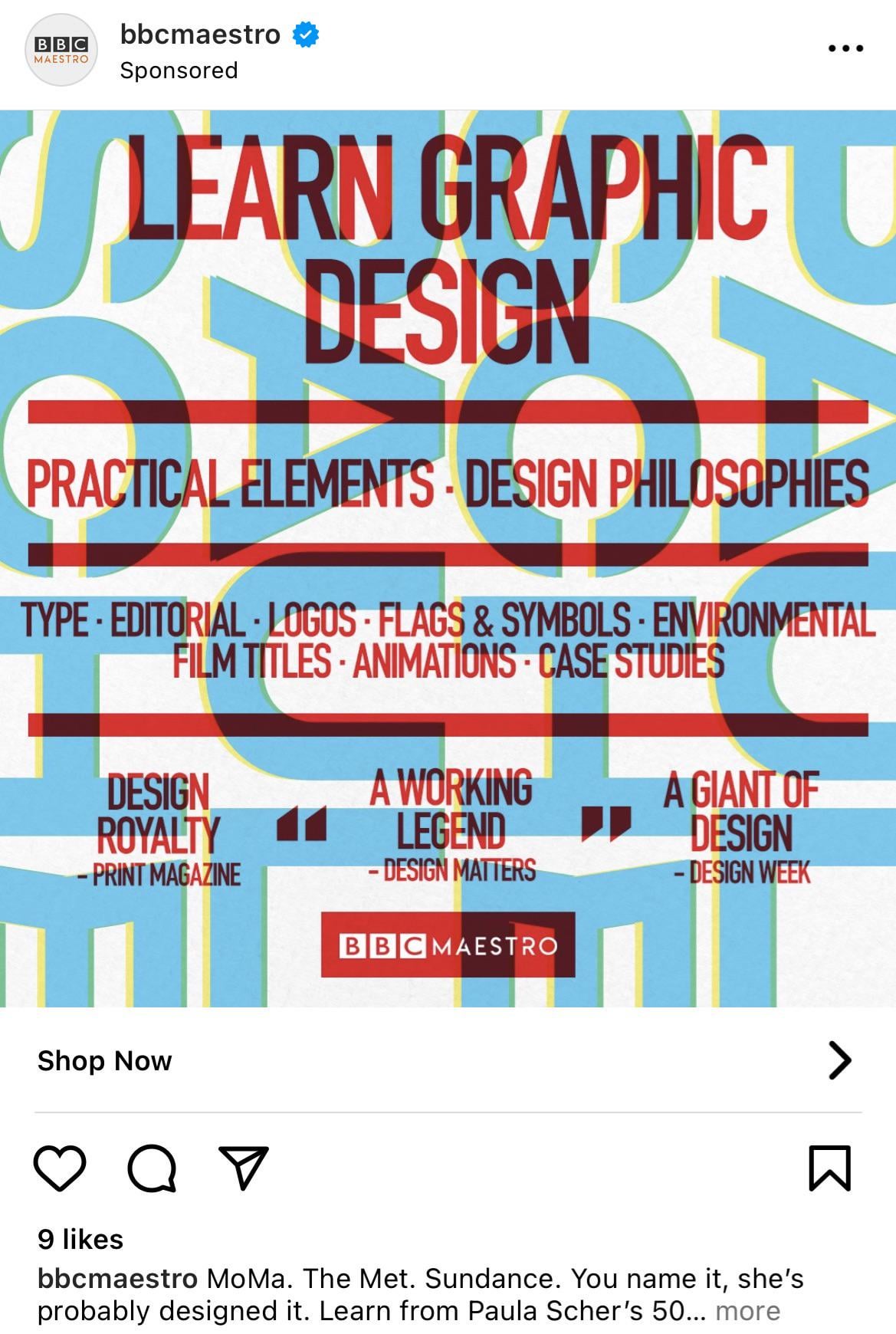 An eye-sore ad from the BBC Maestro promoting a Graphic Design course … is it just me?